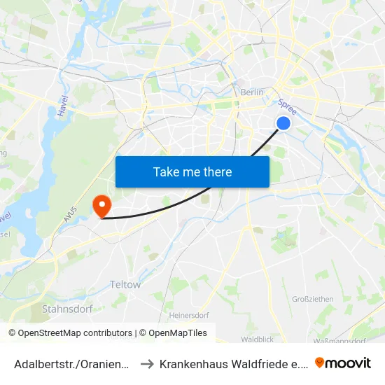 Adalbertstr./Oranienstr. to Krankenhaus Waldfriede e. V. map
