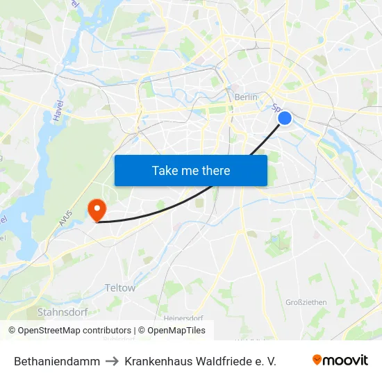 Bethaniendamm to Krankenhaus Waldfriede e. V. map