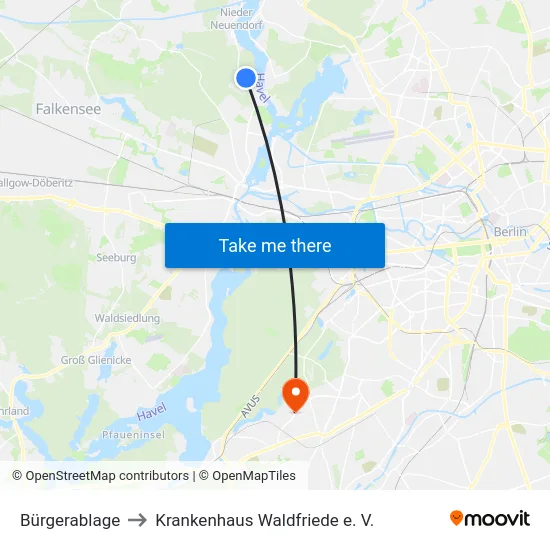 Bürgerablage to Krankenhaus Waldfriede e. V. map