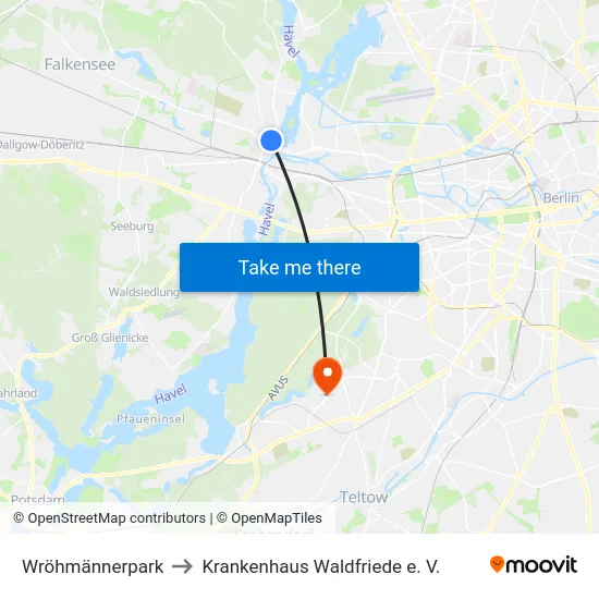 Wröhmännerpark to Krankenhaus Waldfriede e. V. map