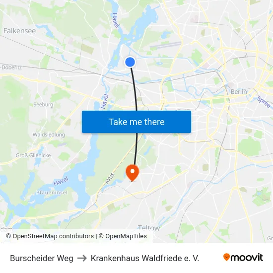 Burscheider Weg to Krankenhaus Waldfriede e. V. map