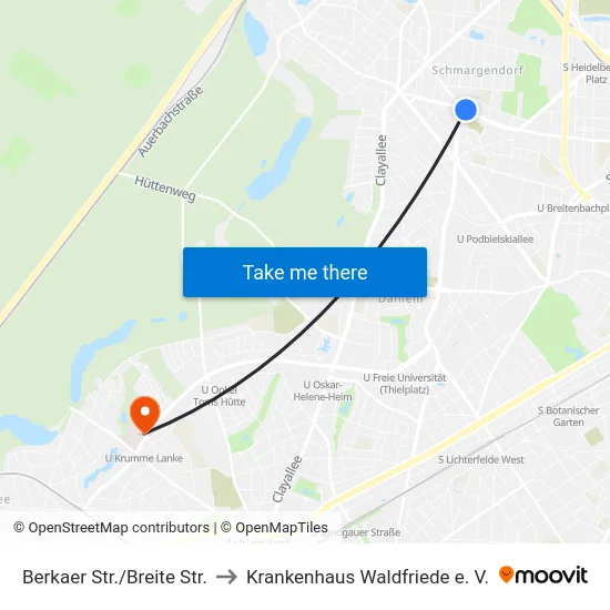 Berkaer Str./Breite Str. to Krankenhaus Waldfriede e. V. map