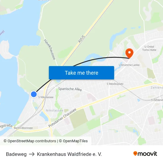 Badeweg to Krankenhaus Waldfriede e. V. map