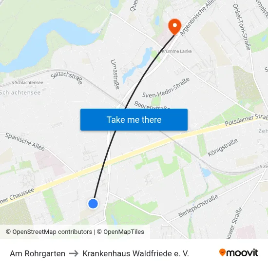 Am Rohrgarten to Krankenhaus Waldfriede e. V. map