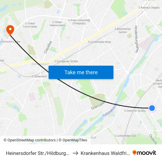 Heinersdorfer Str./Hildburghauser Str. to Krankenhaus Waldfriede e. V. map