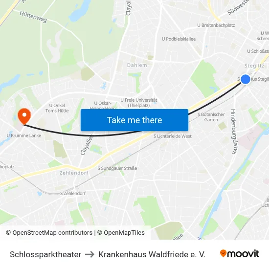 Schlossparktheater to Krankenhaus Waldfriede e. V. map
