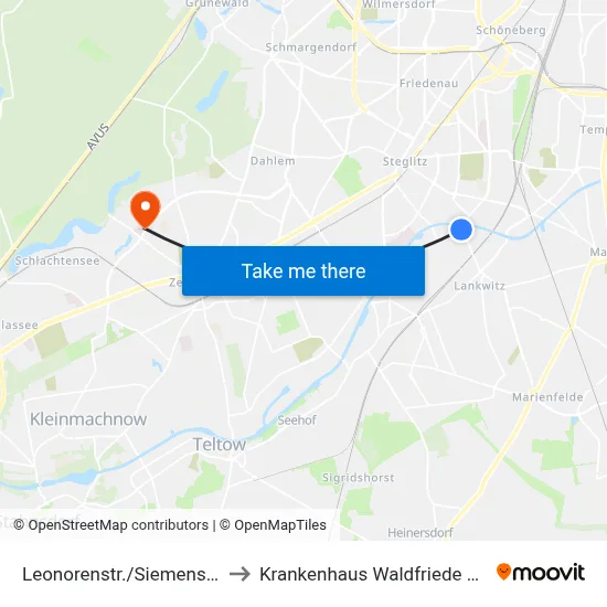 Leonorenstr./Siemensstr. to Krankenhaus Waldfriede e. V. map