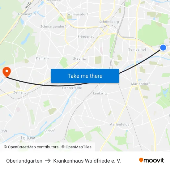 Oberlandgarten to Krankenhaus Waldfriede e. V. map