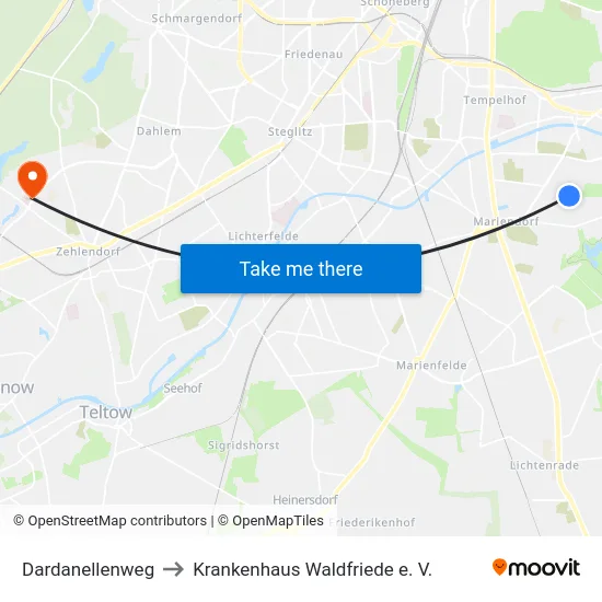 Dardanellenweg to Krankenhaus Waldfriede e. V. map
