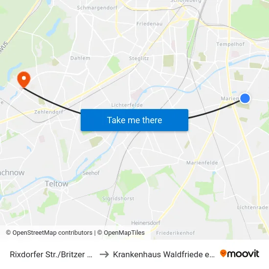Rixdorfer Str./Britzer Str. to Krankenhaus Waldfriede e. V. map