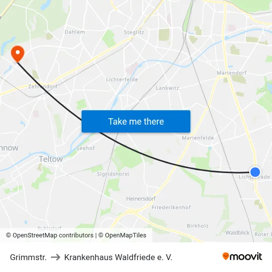 Grimmstr. to Krankenhaus Waldfriede e. V. map