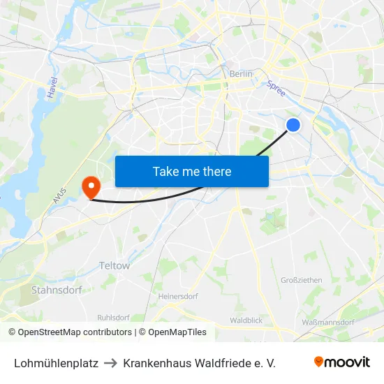 Lohmühlenplatz to Krankenhaus Waldfriede e. V. map