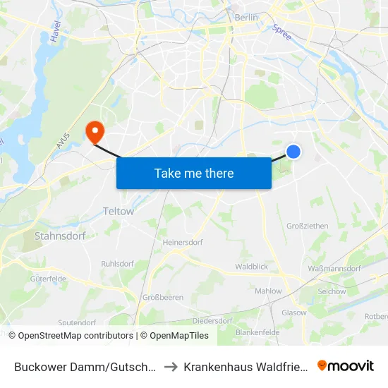 Buckower Damm/Gutschmidtstr. to Krankenhaus Waldfriede e. V. map