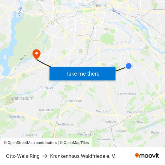 Otto-Wels-Ring to Krankenhaus Waldfriede e. V. map