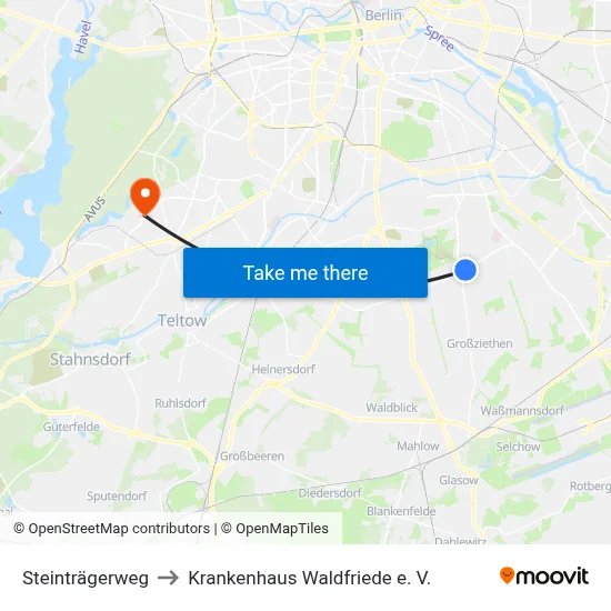 Steinträgerweg to Krankenhaus Waldfriede e. V. map