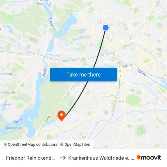 Friedhof Reinickendorf to Krankenhaus Waldfriede e. V. map