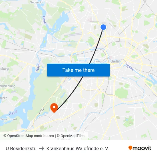 U Residenzstr. to Krankenhaus Waldfriede e. V. map