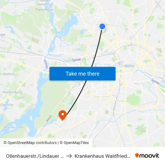 Ollenhauerstr./Lindauer Allee to Krankenhaus Waldfriede e. V. map