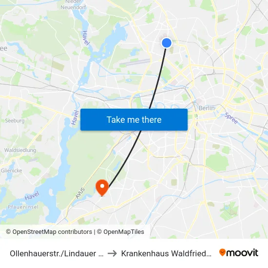 Ollenhauerstr./Lindauer Allee to Krankenhaus Waldfriede e. V. map