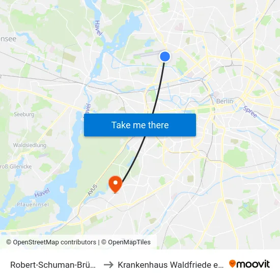 Robert-Schuman-Brücke to Krankenhaus Waldfriede e. V. map