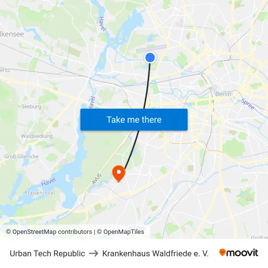 Urban Tech Republic to Krankenhaus Waldfriede e. V. map