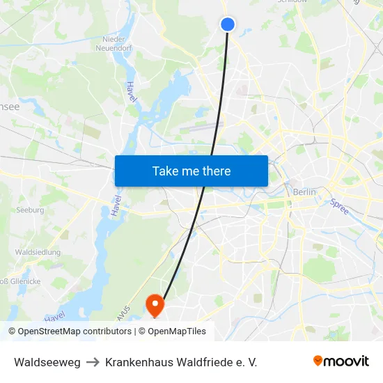 Waldseeweg to Krankenhaus Waldfriede e. V. map