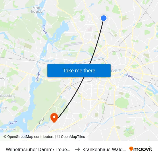 Wilhelmsruher Damm/Treuenbrietzener Str. to Krankenhaus Waldfriede e. V. map