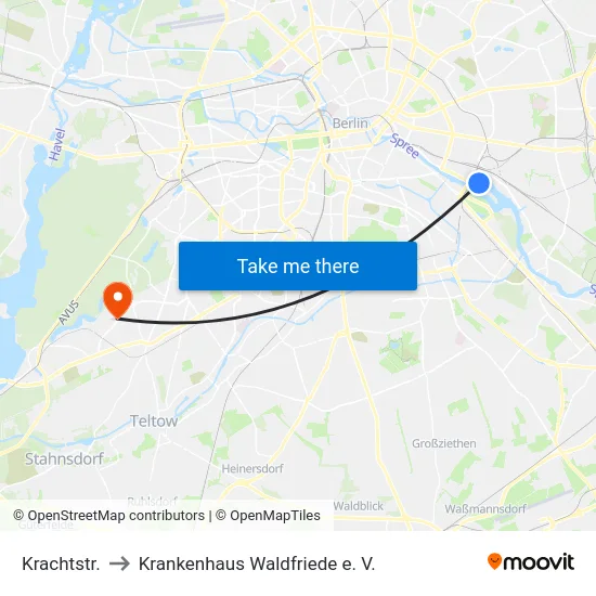 Krachtstr. to Krankenhaus Waldfriede e. V. map