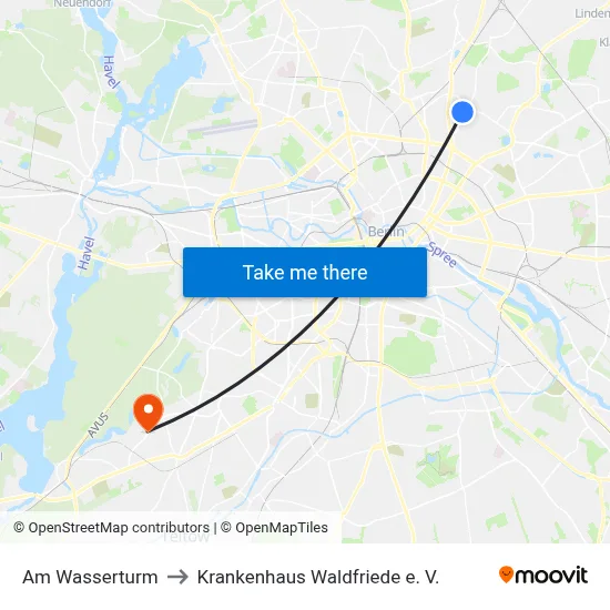 Am Wasserturm to Krankenhaus Waldfriede e. V. map