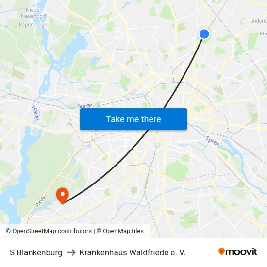 S Blankenburg to Krankenhaus Waldfriede e. V. map