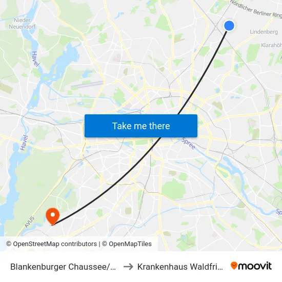 Blankenburger Chaussee/Straße 42 to Krankenhaus Waldfriede e. V. map
