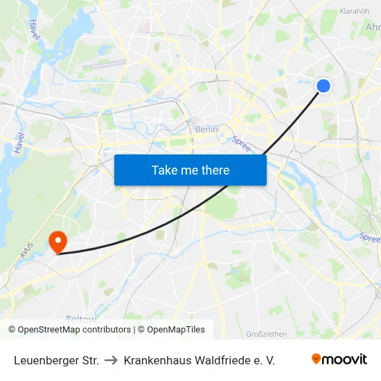 Leuenberger Str. to Krankenhaus Waldfriede e. V. map