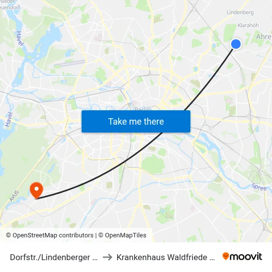 Dorfstr./Lindenberger Str. to Krankenhaus Waldfriede e. V. map