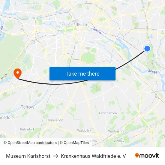 Museum Karlshorst to Krankenhaus Waldfriede e. V. map