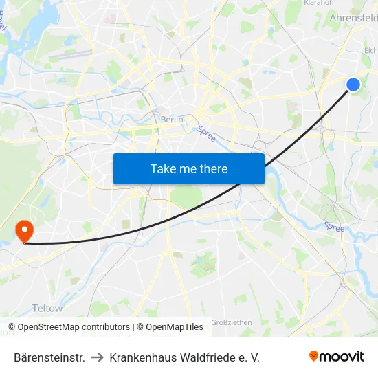 Bärensteinstr. to Krankenhaus Waldfriede e. V. map