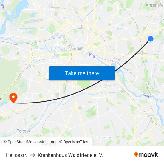 Heliosstr. to Krankenhaus Waldfriede e. V. map