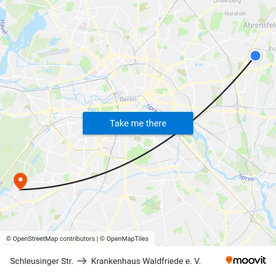 Schleusinger Str. to Krankenhaus Waldfriede e. V. map