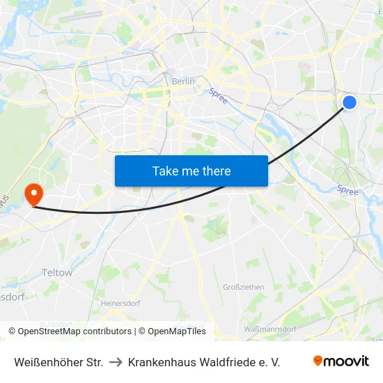 Weißenhöher Str. to Krankenhaus Waldfriede e. V. map