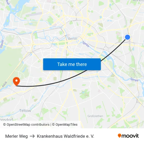 Merler Weg to Krankenhaus Waldfriede e. V. map
