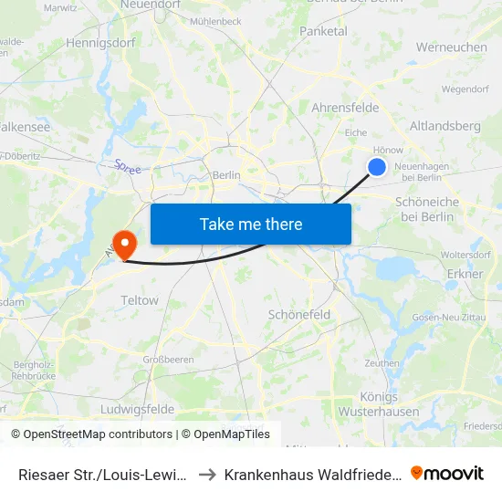 Riesaer Str./Louis-Lewin-Str. to Krankenhaus Waldfriede e. V. map