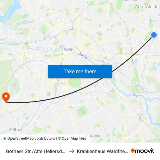 Gothaer Str./Alte Hellersdorfer Str. to Krankenhaus Waldfriede e. V. map