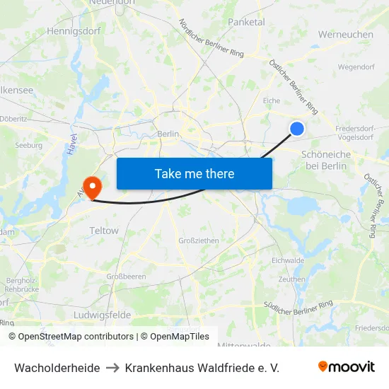 Wacholderheide to Krankenhaus Waldfriede e. V. map