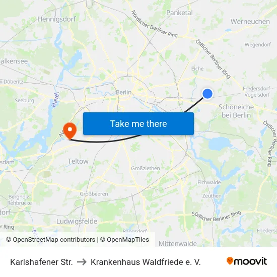 Karlshafener Str. to Krankenhaus Waldfriede e. V. map