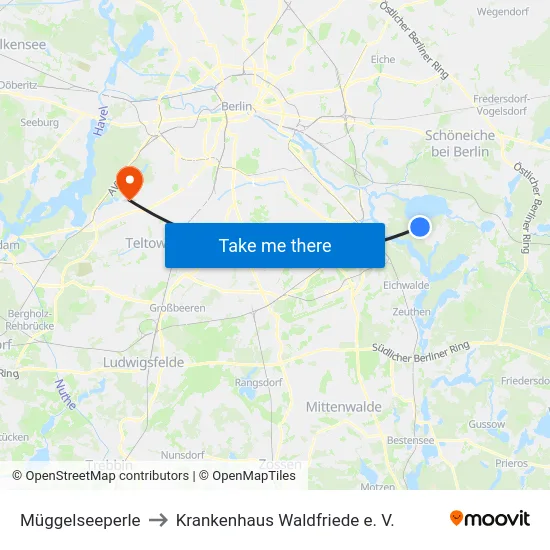 Müggelseeperle to Krankenhaus Waldfriede e. V. map