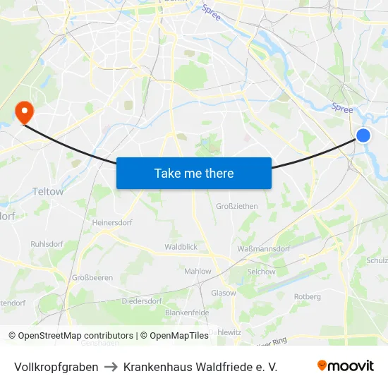 Vollkropfgraben to Krankenhaus Waldfriede e. V. map