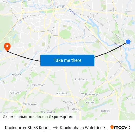 Kaulsdorfer Str./S Köpenick to Krankenhaus Waldfriede e. V. map