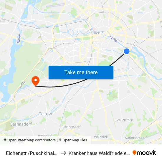 Eichenstr./Puschkinallee to Krankenhaus Waldfriede e. V. map