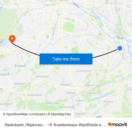 Radickestr./Nipkowstr. to Krankenhaus Waldfriede e. V. map