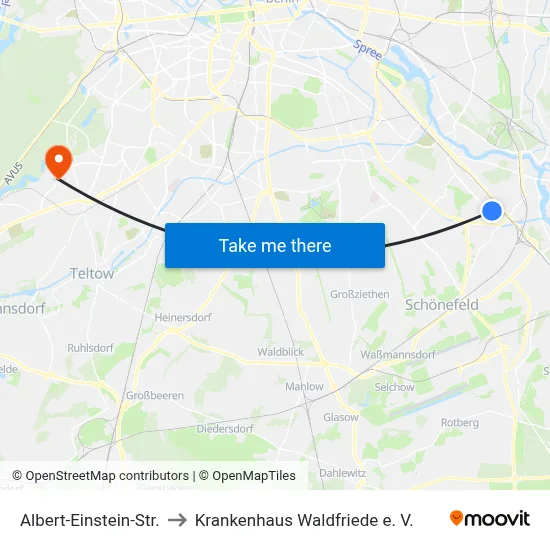 Albert-Einstein-Str. to Krankenhaus Waldfriede e. V. map