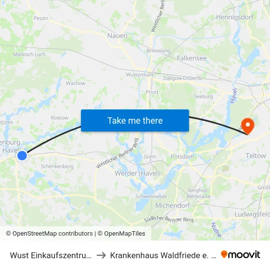 Wust Einkaufszentrum to Krankenhaus Waldfriede e. V. map